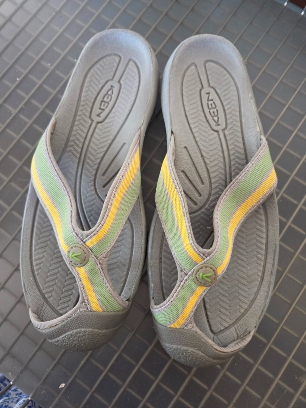 Keen Waimea H2 Thong Sandals Toe Protection Beach Stripe Womens Sz 7.5